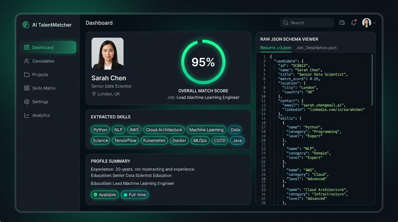 Resume Processor for Talent Matching AI interface mockup